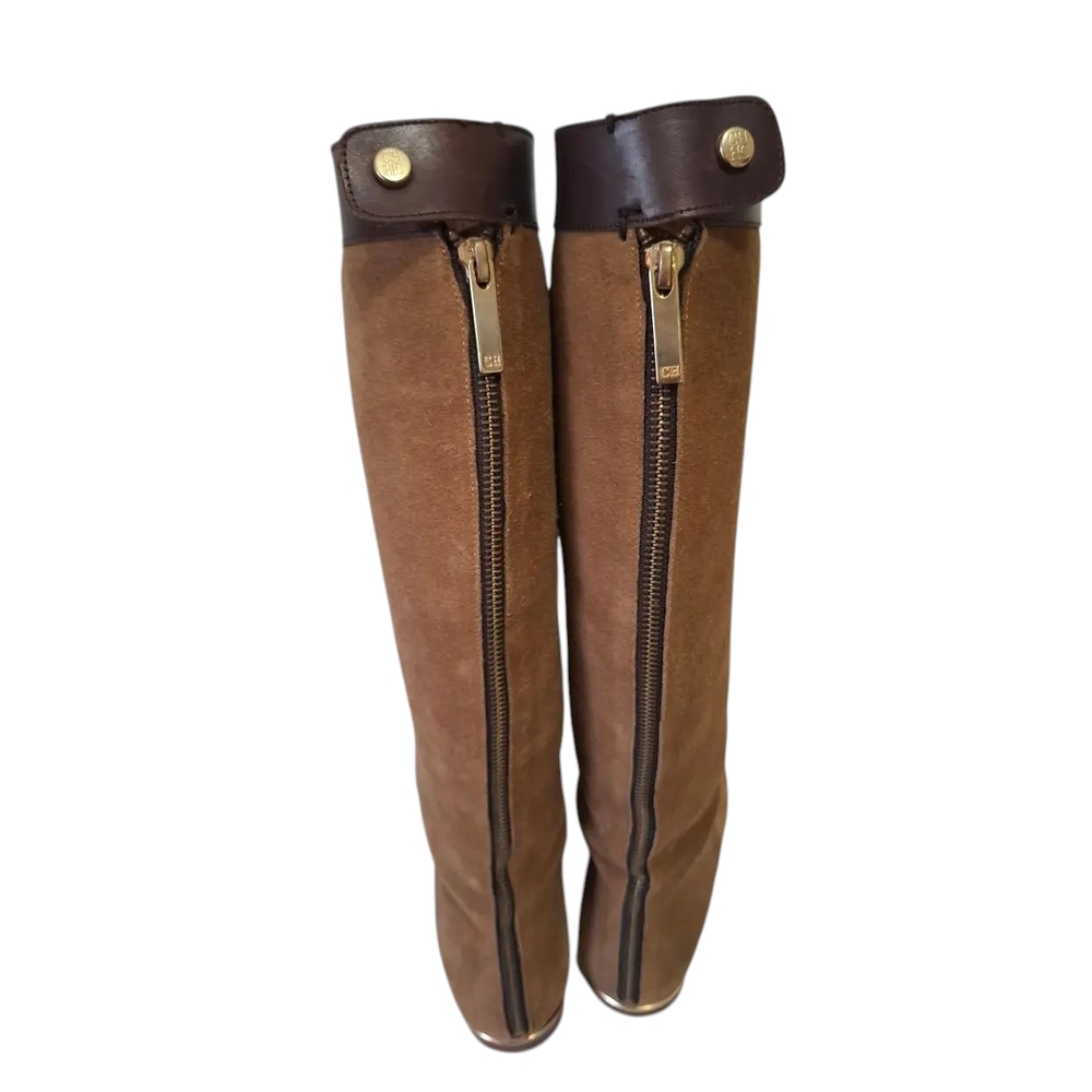Caroline Herrera Suede Leather Riding Boots